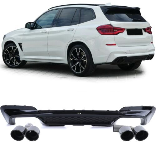 M performance galinis difuzorius su antgaliais BMW X3 G01 modeliui 17-21m. Juodas blizgūs