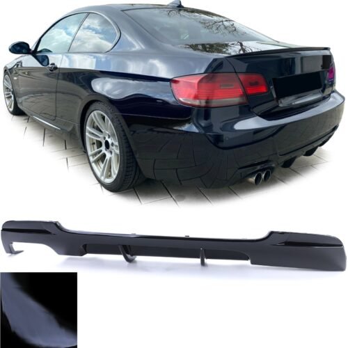 Galinio bamperio performance difuzorius BMW 3 E92 E93 juodas blizgus išmetimas vienoje pusėje