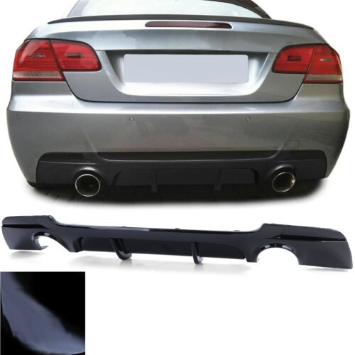 Galinio bamperio performance difuzorius BMW 3 E92 E93 dvigubas išmetimas juodas blizgus preLCI/LCI